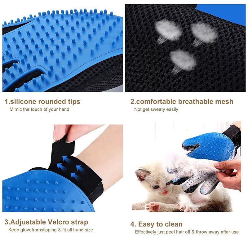 Silicone Pet Dog Cat Grooming Gloves Pet Cat Massage Glove Hair Brush Shower Comb Dog Bath Deshedding Cleaning Tool Dropshipping